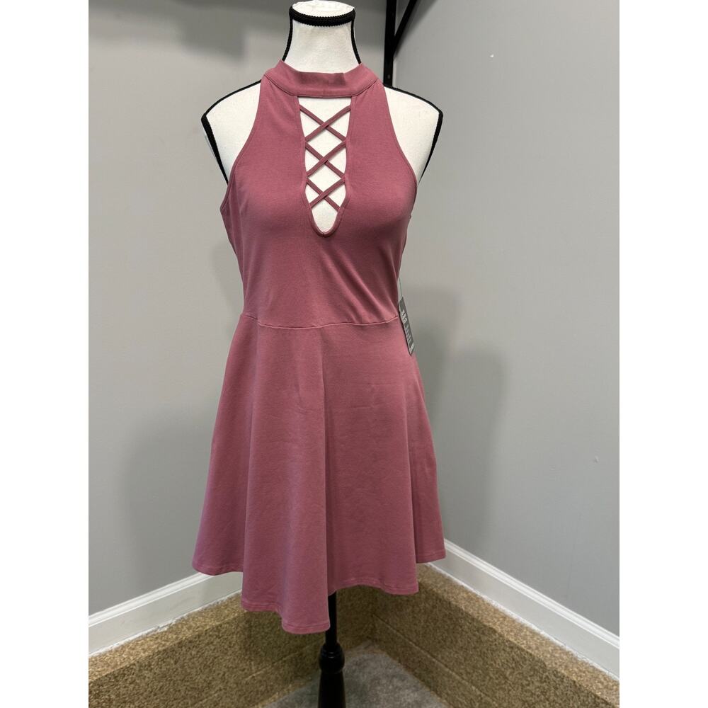 Express Women's Size‎ Medium Lace-up Mock neck Fit and Flare Dress